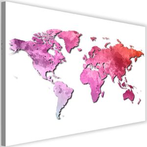 Feeby Obraz na płótnie - Canvas, Różowa mapa świata 90x60 1