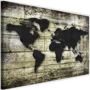 Feeby Obraz na płótnie - Canvas, Czarna mapa świata na deskach 60x40 1