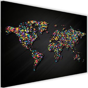 Feeby Obraz na płótnie - Canvas, Mapa świata z kolorowymi kropkami 90x60 1