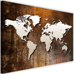 Feeby Obraz na płótnie - Canvas, Mapa świata na drewnie 60x40 1