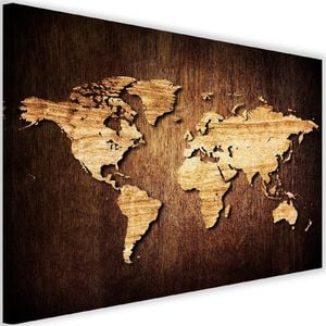 Feeby Obraz na płótnie - Canvas, Drewniana mapa świata 90x60 1