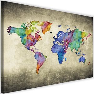 Feeby Obraz na płótnie - Canvas, Kolorowa mapa świata vintage 60x40 1