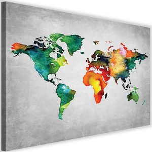 Feeby Obraz na płótnie - Canvas, Kolorowa mapa świata na betonie 60x40 1