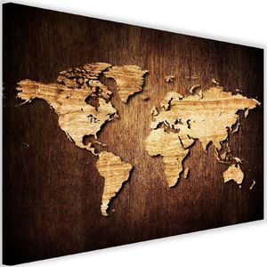 Feeby Obraz na płótnie - Canvas, Drewniana mapa świata 60x40 1