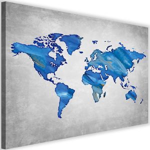 Feeby Obraz na płótnie - Canvas, Granatowa mapa świata na betonie 90x60 1
