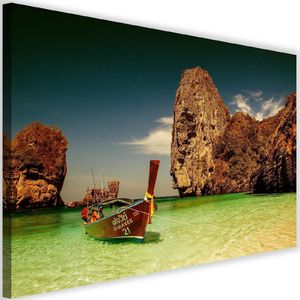 Feeby Obraz na płótnie - Canvas, Kolorowa łódź na brzegu morza 60x40 1