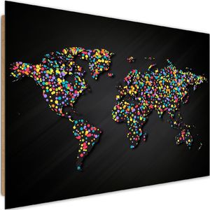Feeby Deco Panel, Mapa świata z kolorowymi kropkami 90x60 1