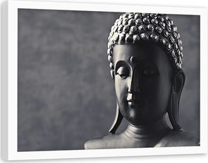 Feeby Obraz w ramie białej, Budda na szarym tle 90x60 1