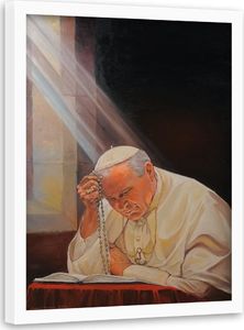 Feeby Obraz w ramie białej, Papież Jan Paweł II 80x120 1