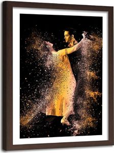 Feeby Obraz w ramie brązowej, Para tańcząca w złotym pyle 40x60 1