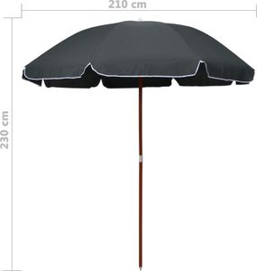 vidaXL Parasol na stalowym słupku, 240 cm, antracytowy 5