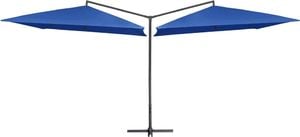 vidaXL Podwójny parasol na stalowym słupku, 250 x 250 cm, lazurowy 1
