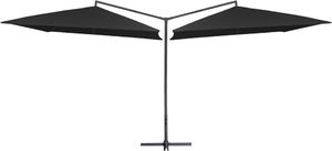 vidaXL Podwójny parasol na stalowym słupku, 250 x 250 cm, czarny 1