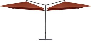 vidaXL Podwójny parasol na stalowym słupku, 250 x 250 cm, terakota 1