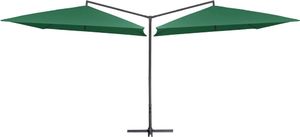 vidaXL Podwójny parasol na stalowym słupku, 250 x 250 cm, zielony 1