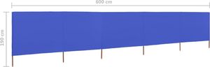 vidaXL Parawan 5-skrzydłowy z tkaniny, 600x160 cm, błękit lazur 6