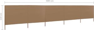 vidaXL Parawan 5-skrzydłowy z tkaniny, 600x80 cm, taupe 6