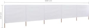 vidaXL Parawan 5-skrzydłowy z tkaniny, 600x80 cm, piaskowy biały 6