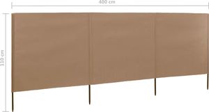 vidaXL Parawan 3-skrzydłowy z tkaniny, 400x80 cm, taupe 6