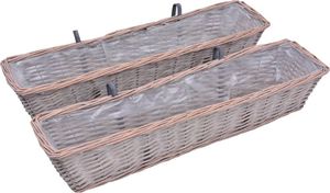 vidaXL Donice balkonowe, 2 szt., 80x20x15 cm, wiklina z wyściółką z PE 2