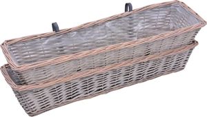 vidaXL Donice balkonowe, 2 szt., 80x20x15 cm, wiklina z wyściółką z PE 3