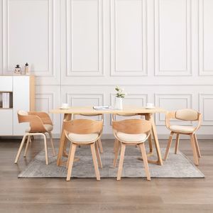 vidaXL Krzesła stołowe, 6 szt., gięte drewno i sztuczna skóra 1