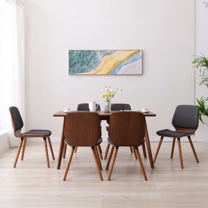 vidaXL Krzesła stołowe, 6 szt., szare, tapicerowane tkaniną 1
