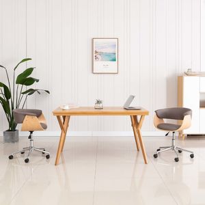 vidaXL Obrotowe krzesło stołowe, taupe, gięte drewno i tkanina 1