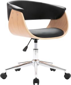 vidaXL Obrotowe krzesło stołowe, czarne, gięte drewno i sztuczna skóra 2