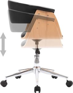 vidaXL Obrotowe krzesło stołowe, czarne, gięte drewno i sztuczna skóra 6