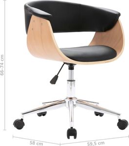 vidaXL Obrotowe krzesło stołowe, czarne, gięte drewno i sztuczna skóra 8