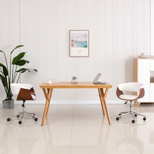 vidaXL Obrotowe krzesło stołowe, białe, gięte drewno i ekoskóra 1