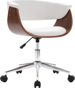 vidaXL Obrotowe krzesło stołowe, białe, gięte drewno i ekoskóra 2