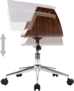 vidaXL Obrotowe krzesło stołowe, białe, gięte drewno i ekoskóra 6