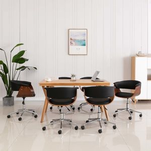 vidaXL Obrotowe krzesło stołowe, czarne, gięte drewno i sztuczna skóra 1