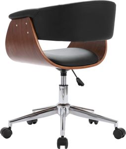 vidaXL Obrotowe krzesło stołowe, czarne, gięte drewno i sztuczna skóra 5