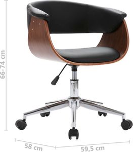 vidaXL Obrotowe krzesło stołowe, czarne, gięte drewno i sztuczna skóra 8