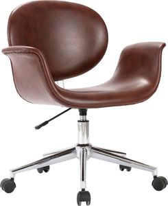 vidaXL Obrotowe krzesło stołowe, brązowe, obite sztuczną skórą 2