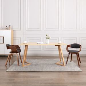 vidaXL Krzesła stołowe, 2 szt., gięte drewno i szara tkanina 1