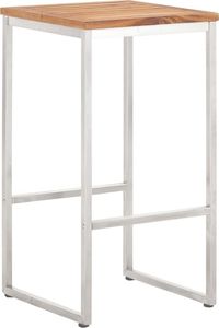 vidaXL Stołki barowe, 4 szt., lite drewno akacjowe i stal nierdzewna 2