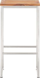 vidaXL Stołki barowe, 4 szt., lite drewno akacjowe i stal nierdzewna 3