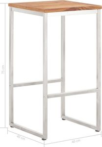 vidaXL Stołki barowe, 4 szt., lite drewno akacjowe i stal nierdzewna 8