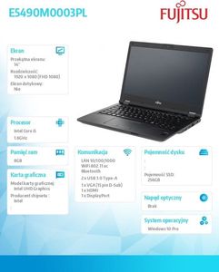 Laptop Fujitsu Lifebook E549 (LKN:E5490M0003PL) 4
