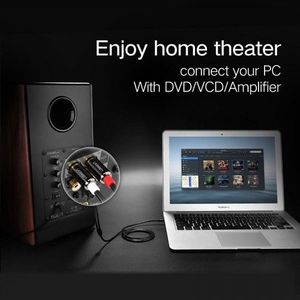 Kabel Ugreen Jack 3.5mm - RCA (Cinch) x2 1.5m czarny (UGR318) 3