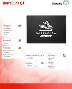 Dysk SSD Seagate BarraCuda Q1 480 GB 2.5" SATA III (ZA480CV1A001) 3