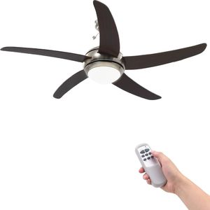 Wentylator vidaXL Sufitowy z lampą 128 cm brązowy 2