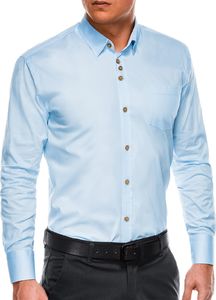 Ombre Koszula męska elegancka z długim rękawem K302 - błękitna S 1