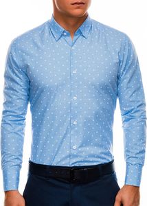 Ombre Koszula męska elegancka z długim rękawem K463 - błękitna M 1