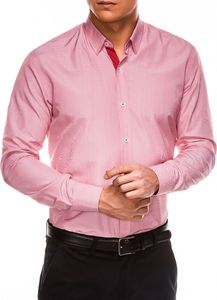 Ombre Koszula męska elegancka z długim rękawem K472 - biała/czerwona M 1