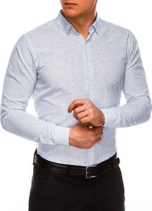 Ombre Koszula męska elegancka z długim rękawem K517 - biała M 1